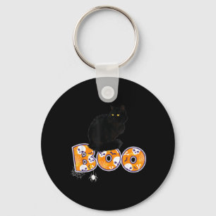 Halloween Black Cat Shirt Women Spooky Cat Boo Key Ring