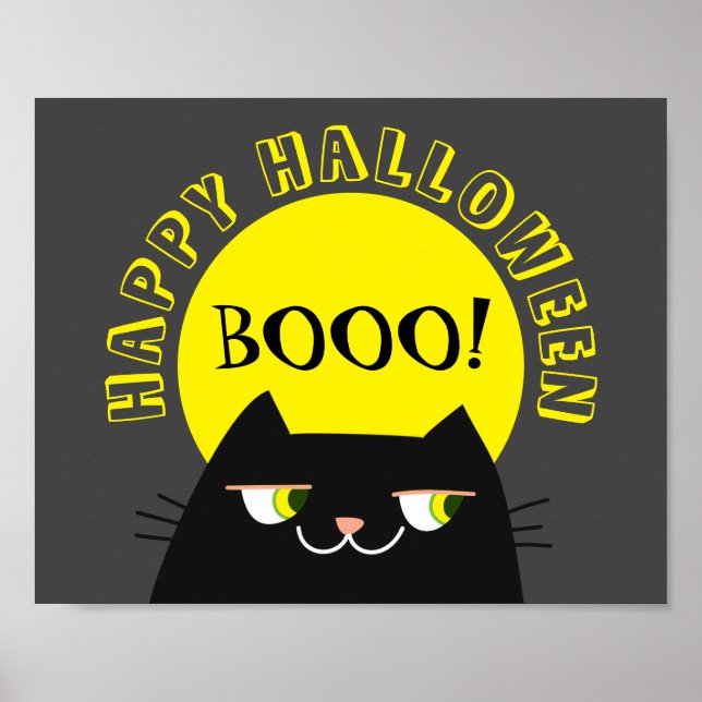 Halloween Black Cat Simple Funny Poster (Front)