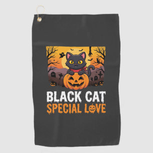 Halloween Black Cat Special Love Pumpkin Design Golf Towel