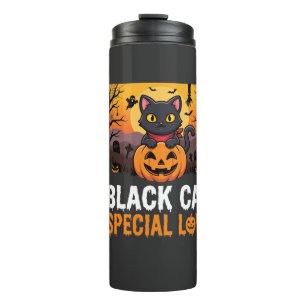 Halloween Black Cat Special Love Pumpkin Design Thermal Tumbler