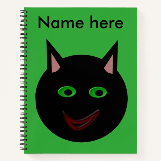 Halloween Black Cat Spiral Notebook (Front)