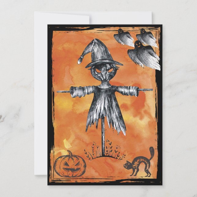 Halloween Black Cat Spooky Ghost Invitation (Front)