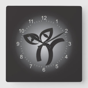 Halloween Black Cat Square Wall Clock