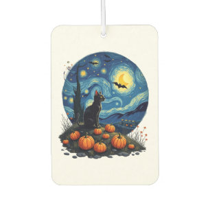 Halloween Black Cat Starry Night Cat Lovers Cat Car Air Freshener