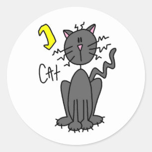 Halloween Black Cat Stick Figure Sticker