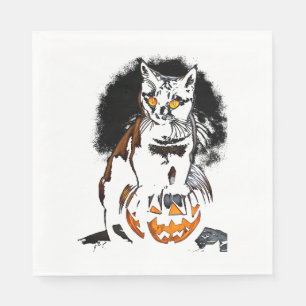 Halloween Black Cat Sticker1 Napkin