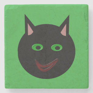 Halloween Black Cat Stone Coaster