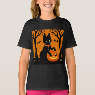 Halloween Black Cat Surrounded by Jack-o'-Lanterns T-Shirt