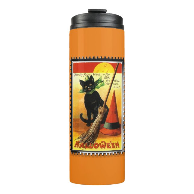 Halloween Black Cat  Thermal Tumbler (Front)