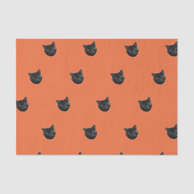 Halloween black cat tissue paper gift bag stuffer  (Front)