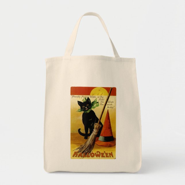 Halloween Black Cat Tote Bag (Front)