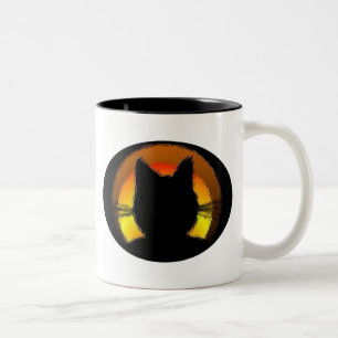 Halloween Black Cat Two-Tone Coffee Mug