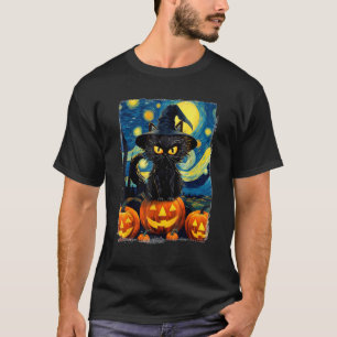 Halloween Black Cat VAN GOGH Mum of the Starry Nig T-Shirt