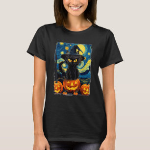 Halloween Black Cat VAN GOGH Mum of the Starry Nig T-Shirt