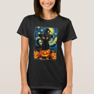 Halloween Black Cat VAN GOGH Mum of the Starry Nig T-Shirt