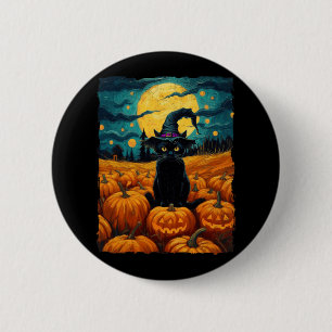 Halloween Black Cat Van Gogh Witch Kawaii Pumpkin  6 Cm Round Badge