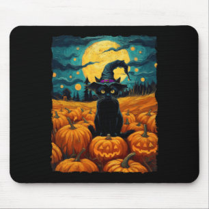 Halloween Black Cat Van Gogh Witch Kawaii Pumpkin  Mouse Pad