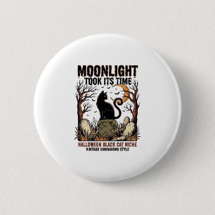 Halloween Black Cat Vintage Graveyard Shirt_1 6 Cm Round Badge