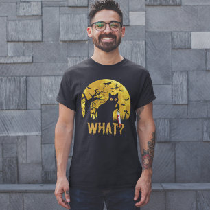 Halloween Black Cat What? T-Shirt