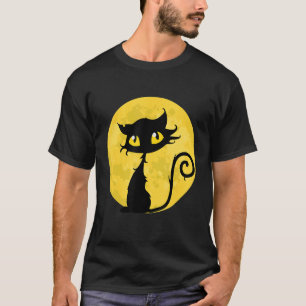 Halloween Black Cat Witch Full Moon Vintage Men Wo T-Shirt