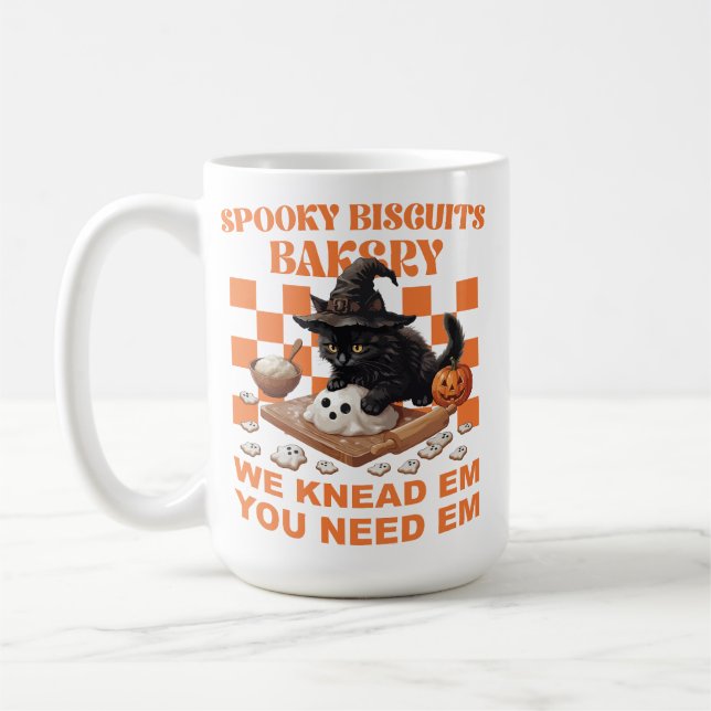 Halloween Black Cat Witch Ghost Cookie Baking Coffee Mug (Left)