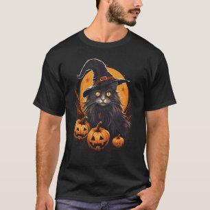 Halloween Black Cat Witch Hat Pumpkin Costume Spoo T-Shirt