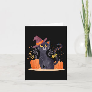 Halloween Black Cat Witch Hat Pumpkin For Kids Gir Card