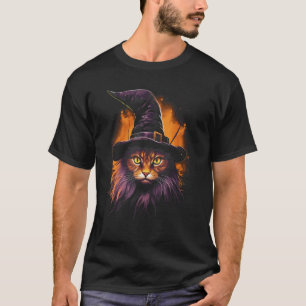 Halloween Black Cat Witch Hat Spooky Kitten Hallow T-Shirt