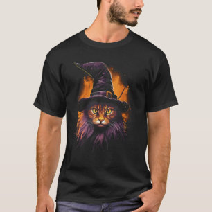 Halloween Black Cat Witch Hat Spooky Kitten Hallow T-Shirt
