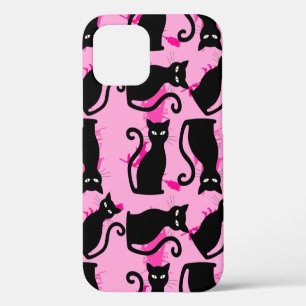 halloween black cat witch pink iPhone 12 case