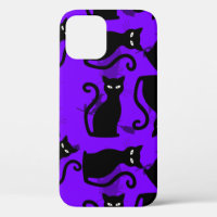 halloween black cat witch purple