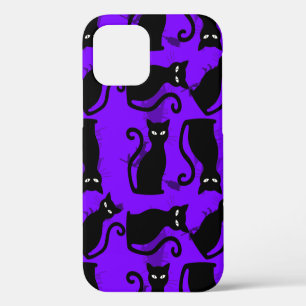 halloween black cat witch purple iPhone 12 case