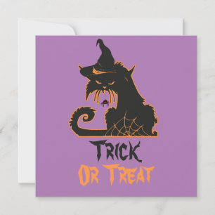 Halloween Black Cat Witch Spooky Spiders     Card