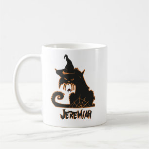 Halloween Black Cat Witch Spooky Spiders Coffee Mug