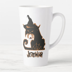 Halloween Black Cat Witch Spooky Spiders    Latte Mug