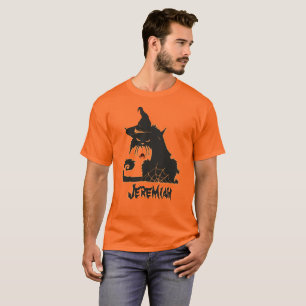 Halloween Black Cat Witch Spooky Spiders Orange T-Shirt
