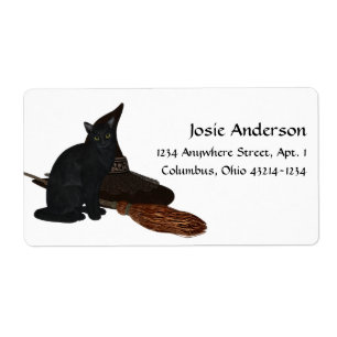 Halloween Black Cat Witches Hat Address Labels 2