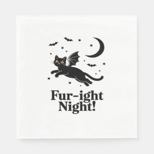 Halloween Black Cat with Bat Wings Graphic Classic Napkin