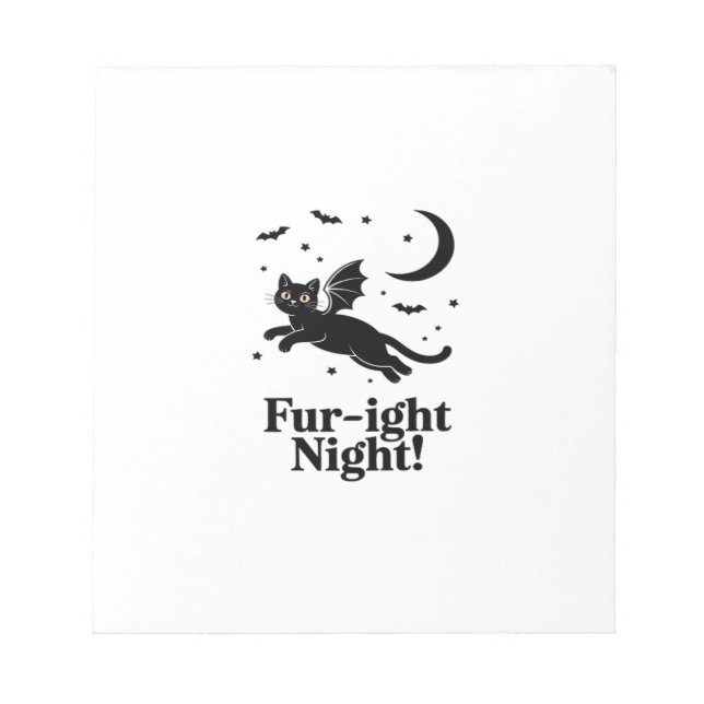 Halloween Black Cat with Bat Wings Graphic Classic Notepad (Front)