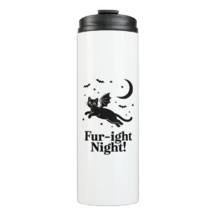 Halloween Black Cat with Bat Wings Graphic Classic Thermal Tumbler