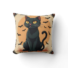 HALLOWEEN BLACK CAT WITH BATS