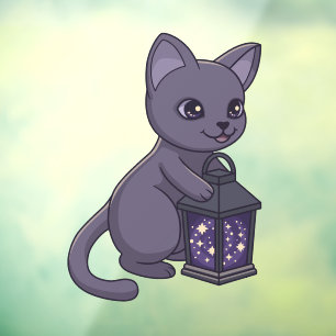 Halloween Black Cat with Magical Lantern