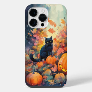 Halloween Black Cat With Pumpkins Scary iPhone 14 Pro Max Case
