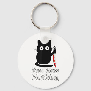 Halloween Black Cat You Saw Nothing  Key Ring