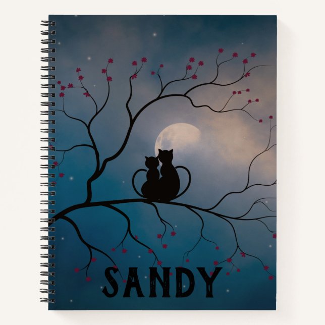Halloween Black Cats and Moon Notebook (Front)