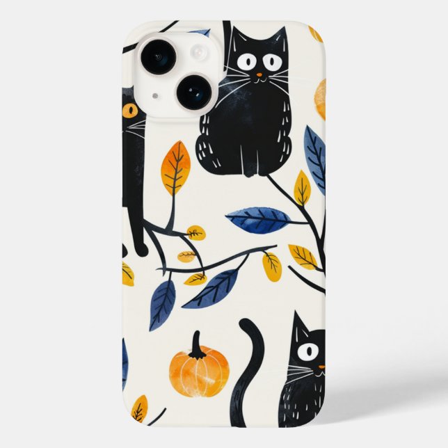 Halloween Black Cats and Moons Funny Witchy  for K Case-Mate iPhone Case (Back)