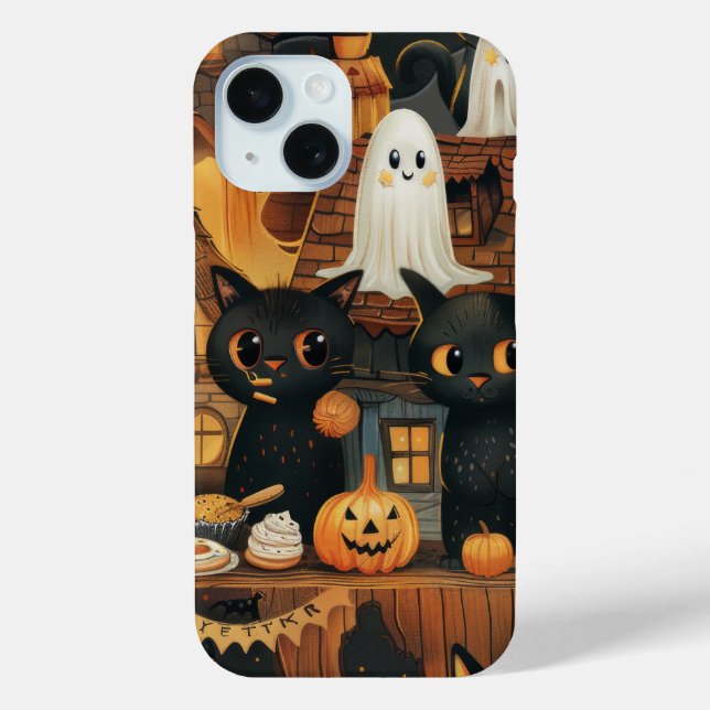 Halloween Black Cats and Moons Funny Witchy Kids Case-Mate iPhone Case (Back)