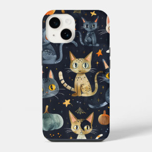 Halloween Black Cats and Moons Funny Witchy Kids iPhone 14 Case