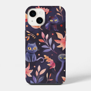 Halloween Black Cats and Moons Funny Witchy Kids iPhone 14 Case
