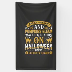 Halloween Black Cats and Pumpkins Security Guard D Banner